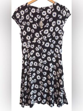 GAP Navy Daisy Floral Button Front Fit & Flare Dress Size 0